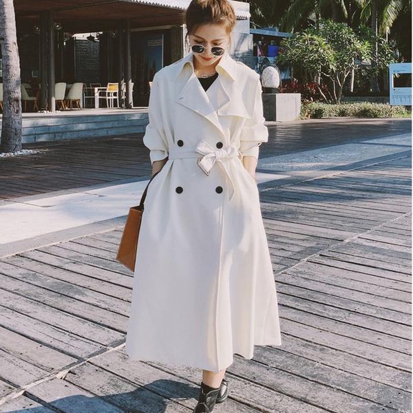 women's trench coats brand loose double-breasted long coat for women duster windbreaker lady outerwear spring autumn clothes, Tan;black
women's trench coats brand loose double-breasted long coat for women duster windbreaker lady outerwear spring autumn clothes, Tan;black