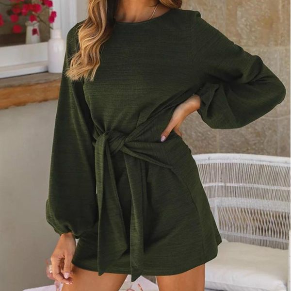 casual dresses women early autumn long lantern sleeve mini dress lace-up pencil, Black;gray
casual dresses women early autumn long lantern sleeve mini dress lace-up pencil, Black;gray