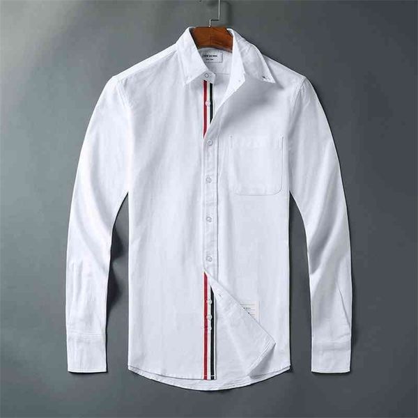 fashion brand shirts men slim white long sleeve casual shirt turn down collar oxford striped solid men's clothing 210809, White;black
fashion brand shirts men slim white long sleeve casual shirt turn down collar oxford striped solid men's clothing 210809, White;black