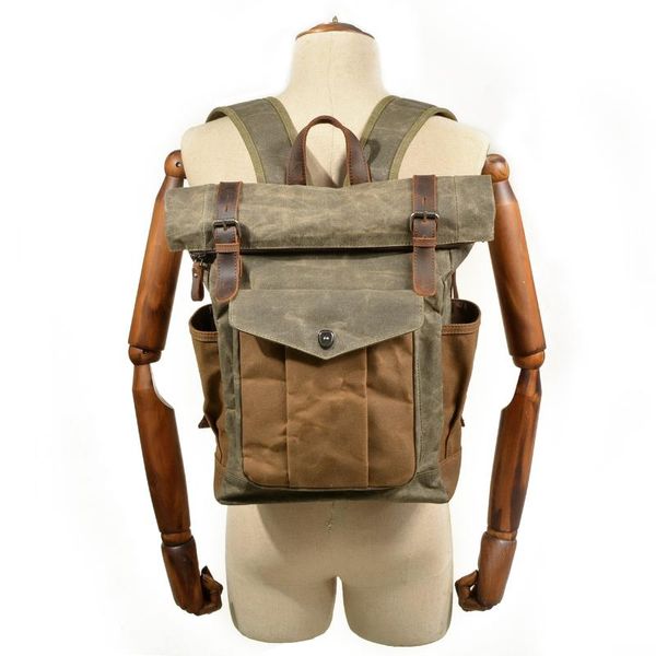 backpack in stock vintage waxed canvas lapfor men waterproof outdoor hiking travel rucksack
backpack in stock vintage waxed canvas lapfor men waterproof outdoor hiking travel rucksack