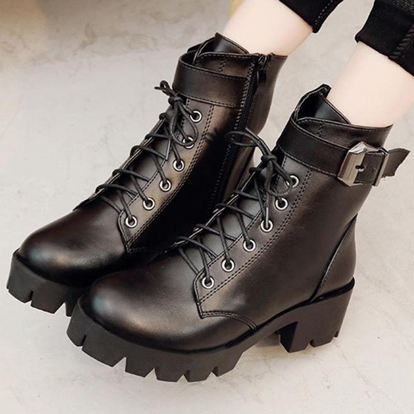 boots military women buckle lace up black leather ankle low heel 5 cm goth style short for autumn high quality
boots military women buckle lace up black leather ankle low heel 5 cm goth style short for autumn high quality