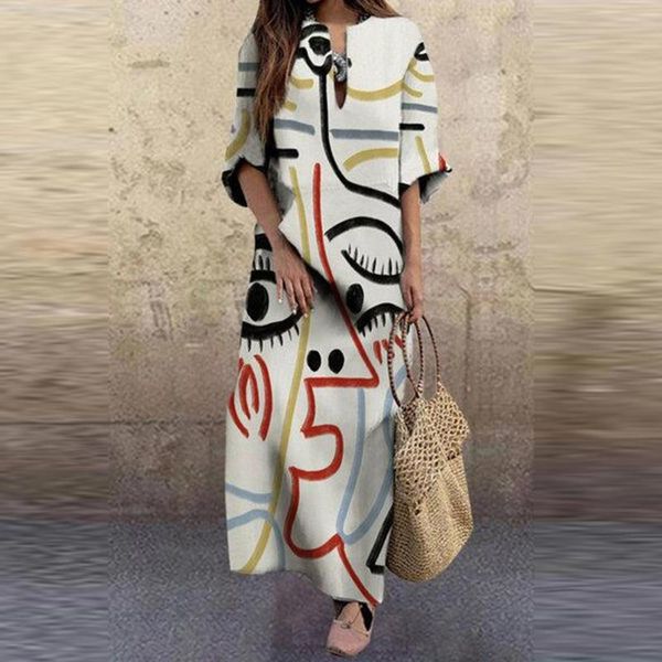 casual dresses bobo women abstract printed loose maxi dress v-neck long elegant three quarter sleeve summer beach sundress plus size #t3g, Black;gray
casual dresses bobo women abstract printed loose maxi dress v-neck long elegant three quarter sleeve summer beach sundress plus size #t3g, Black;gray