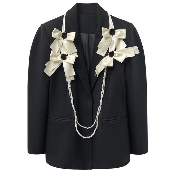women's suits & blazers black bow pearl spliced big size women elegant lapel long sleeve loose fit jacket fashion spring autumn 2021 bl, White;black
women's suits & blazers black bow pearl spliced big size women elegant lapel long sleeve loose fit jacket fashion spring autumn 2021 bl, White;black