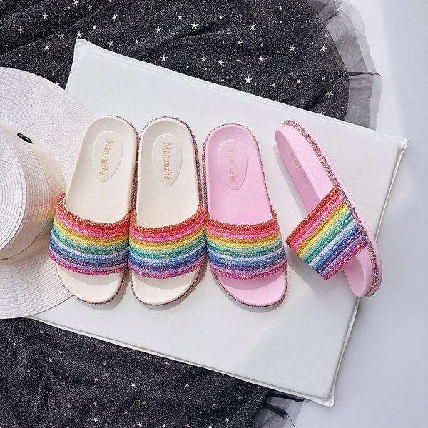 rainbow flat slippers women summer shoes pink color 2021 female casual holiday comfortable lady slides, Black
rainbow flat slippers women summer shoes pink color 2021 female casual holiday comfortable lady slides, Black