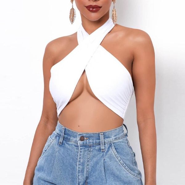 summer ladies cross-cut hollow halter neck sleeveless bandage vest wear with many variations women's t-shirt, White
summer ladies cross-cut hollow halter neck sleeveless bandage vest wear with many variations women's t-shirt, White