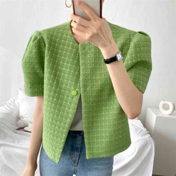 tweed women jacket summer korean chic vintage crop ladies button puff sleeve silm short coats woolen outwear 210514, Black;brown
tweed women jacket summer korean chic vintage crop ladies button puff sleeve silm short coats woolen outwear 210514, Black;brown