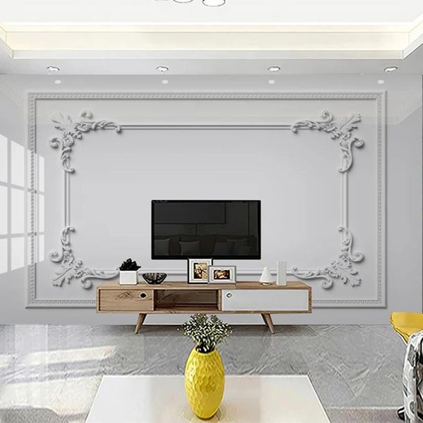 wallpapers custom po mural home decor european style 3d embossed plaster carved frame living room tv background non-woven wallpaper
wallpapers custom po mural home decor european style 3d embossed plaster carved frame living room tv background non-woven wallpaper