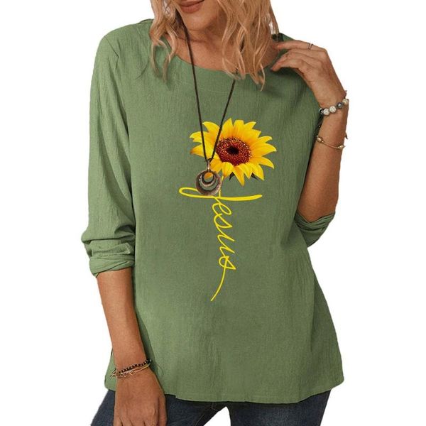 women's t-shirt autumn plus size women t-shirts long sleeve round collar cotton linen clothing shirts sunflower print casual ladies te, White
women's t-shirt autumn plus size women t-shirts long sleeve round collar cotton linen clothing shirts sunflower print casual ladies te, White