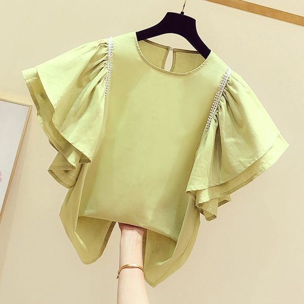 blouses summer for woman korean style temperament ruffled shirt female casual round neck short sleeve blouse blusas students, White
blouses summer for woman korean style temperament ruffled shirt female casual round neck short sleeve blouse blusas students, White