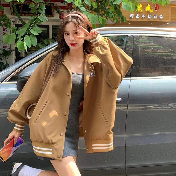 women's jackets jessic letters embroidery baseball uniform autumn korean version loose all-match thin fashionable chic coat woman jacke, Black;brown
women's jackets jessic letters embroidery baseball uniform autumn korean version loose all-match thin fashionable chic coat woman jacke, Black;brown