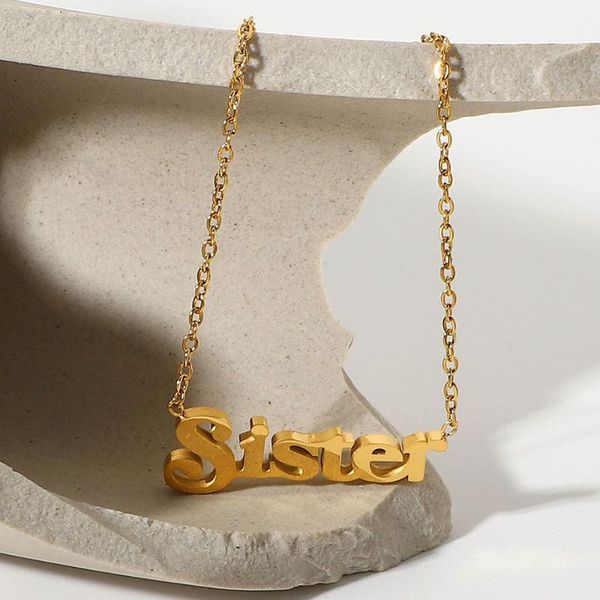 pendant necklaces personalized jewelry sister necklace custom old english letter stainless steel women friendship birthday gift, Silver
pendant necklaces personalized jewelry sister necklace custom old english letter stainless steel women friendship birthday gift, Silver