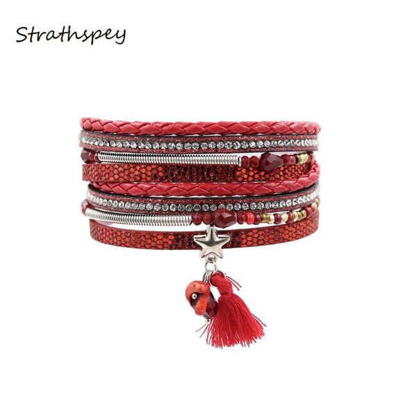 tennis strathspey style statement rhinestone women jewelry leather spring tassels five-star long multilayer bangles & bracelets red, Golden;silver
tennis strathspey style statement rhinestone women jewelry leather spring tassels five-star long multilayer bangles & bracelets red, Golden;silver