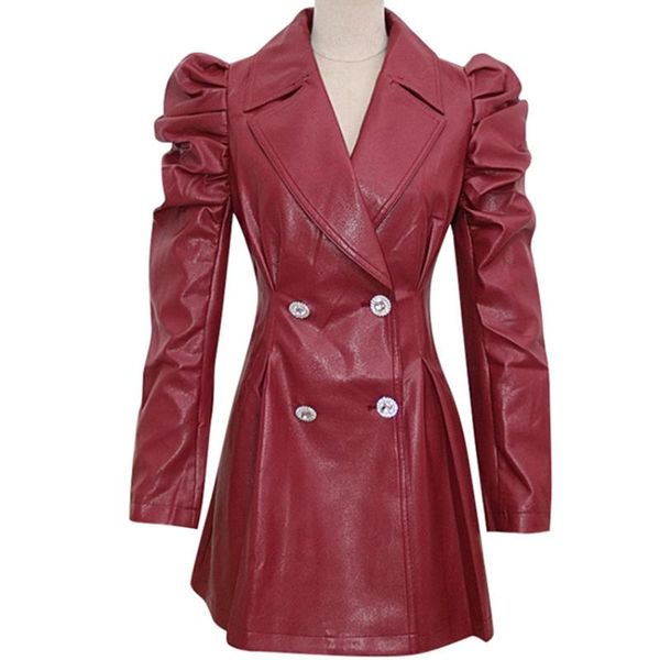women's jackets french style autumn diamond double breasted pu jacket women slim waist cool leather outwear, Black;brown
women's jackets french style autumn diamond double breasted pu jacket women slim waist cool leather outwear, Black;brown