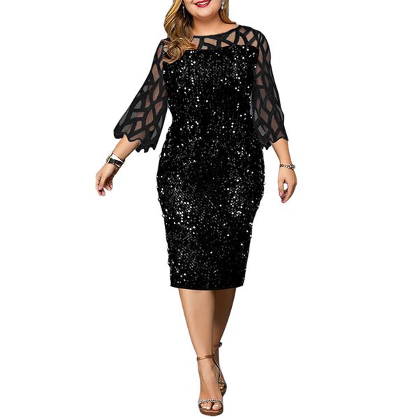 summer women plus size dresses hollow out long sleeve mesh see through sequin midi dress casual party short dress, Black
summer women plus size dresses hollow out long sleeve mesh see through sequin midi dress casual party short dress, Black