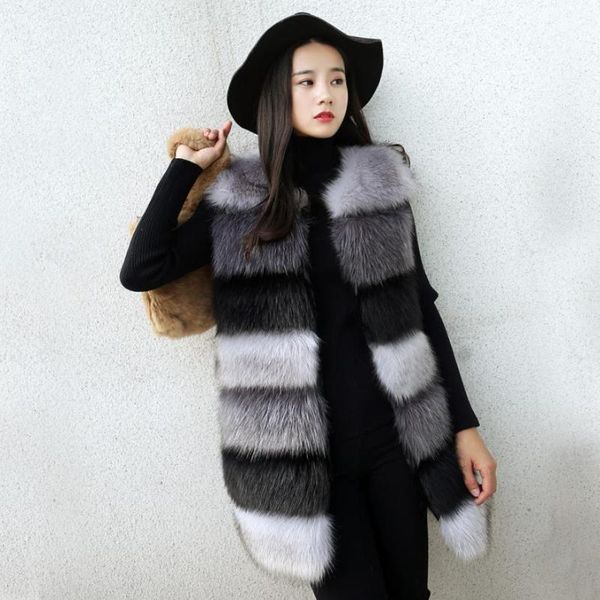 women's fur & faux s-2xl winter women luxury vest splicing hit color slim waistcoat fake jacket plus size coat outwear l1755, Black
women's fur & faux s-2xl winter women luxury vest splicing hit color slim waistcoat fake jacket plus size coat outwear l1755, Black