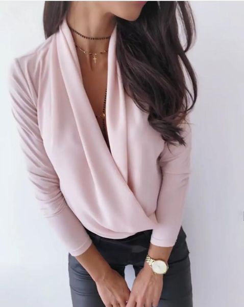 women's t-shirt autumn fashion tshirt women solid color long sleeve deep v-neck cross office spring tee female streetwear, White
women's t-shirt autumn fashion tshirt women solid color long sleeve deep v-neck cross office spring tee female streetwear, White