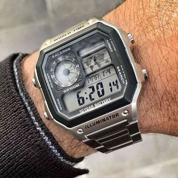 luxury casual watch men waterproof stainless steel business digital watches led alarm clock electronic women sport wristwatch