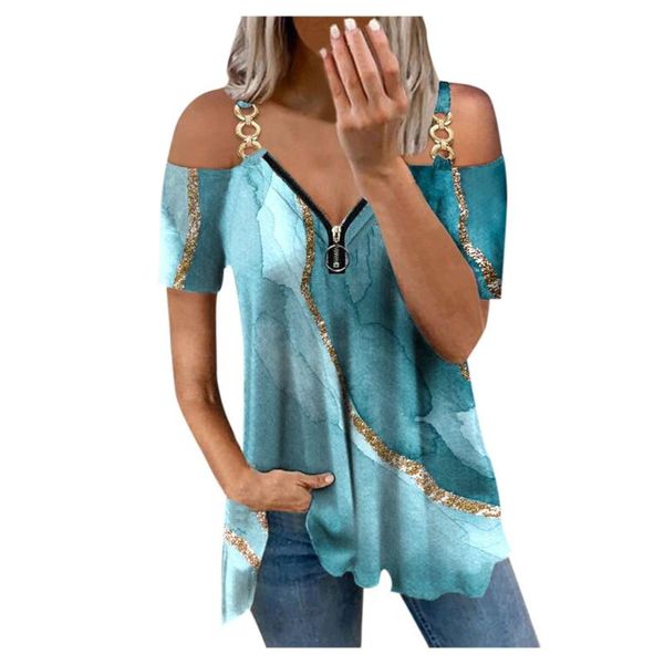 women's blouses & shirts women blouse sling zipper prints off shoulder tee shirt short-sleeve girl summer casual loose blusas, White
women's blouses & shirts women blouse sling zipper prints off shoulder tee shirt short-sleeve girl summer casual loose blusas, White
