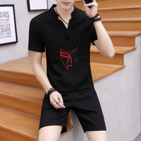 men's tracksuits sets summer cotton linen short-sleeved men embroidery tshirt shorts suit male chinese style two-piece set asia size, Gray
men's tracksuits sets summer cotton linen short-sleeved men embroidery tshirt shorts suit male chinese style two-piece set asia size, Gray