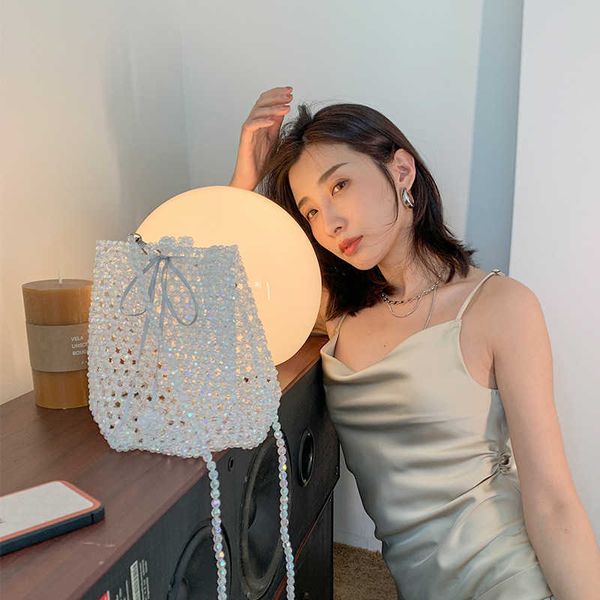 white brown beaded fashion lady's shoulder hollow bucket concise purses handbags for women designer bags summer c0601
white brown beaded fashion lady's shoulder hollow bucket concise purses handbags for women designer bags summer c0601