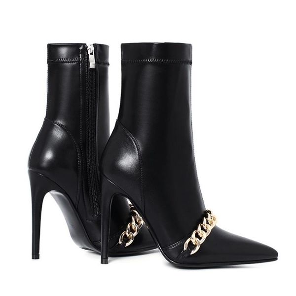 dress shoes 2021 spring thin heel fashion wind side zipper metal chain short boots women's large size 41, Black
dress shoes 2021 spring thin heel fashion wind side zipper metal chain short boots women's large size 41, Black