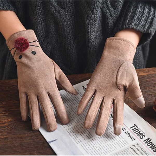 sports gloves winter women's full finger suede leather warm for plus velvet thicken cold cute cat touch screen driving mitten s6, Black
sports gloves winter women's full finger suede leather warm for plus velvet thicken cold cute cat touch screen driving mitten s6, Black
