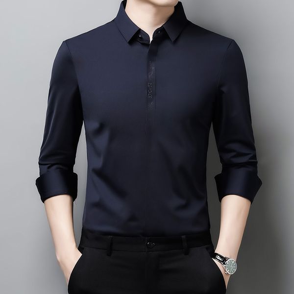 2021 spring autumn men's long sleeved dark placket non ironing middle-aged and youth inch shirt trend, Black
2021 spring autumn men's long sleeved dark placket non ironing middle-aged and youth inch shirt trend, Black