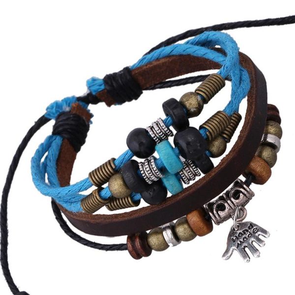 tennis 17cm adjustable multi layer women bracelets brown leather blue cord retro hand pendant bracelet quality jewelry, Golden;silver
tennis 17cm adjustable multi layer women bracelets brown leather blue cord retro hand pendant bracelet quality jewelry, Golden;silver