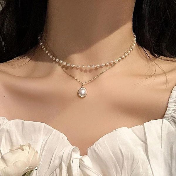 multilayer imitation pearl pendant necklace fashion charm clavicle chain for women vintage wedding banquet jewelry chokers, Golden;silver
multilayer imitation pearl pendant necklace fashion charm clavicle chain for women vintage wedding banquet jewelry chokers, Golden;silver
