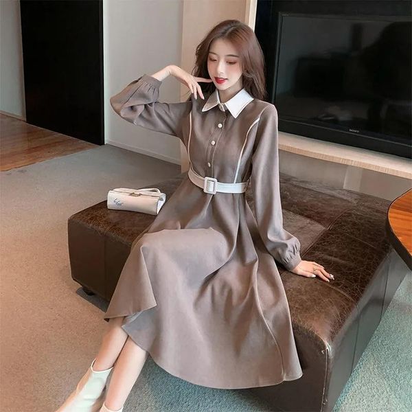 casual dresses vintage long sleeve slim shirt dress women office lady clloar with belt ladies fashion elegant designer mid, Black;gray
casual dresses vintage long sleeve slim shirt dress women office lady clloar with belt ladies fashion elegant designer mid, Black;gray