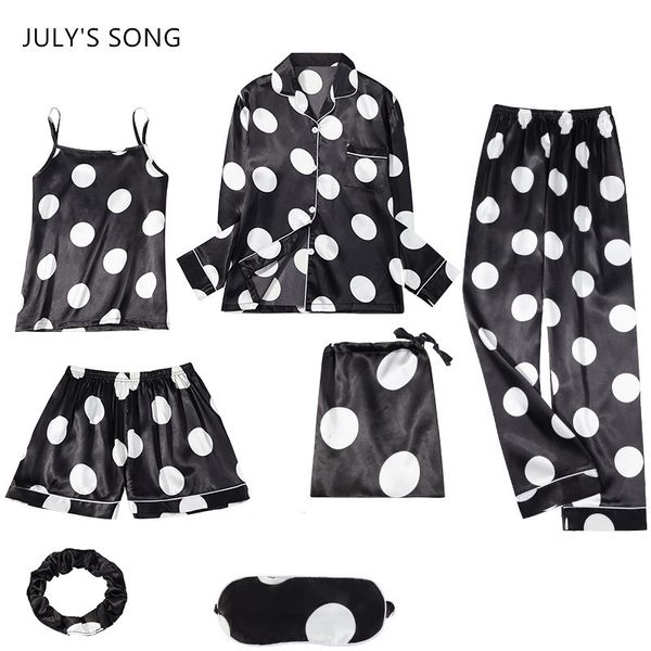 sleepwear faux silk women pajamas set 7 pieces stripes dot bow printing sleepwear suit spring summer autumn homewear cs42 lo3l, Black;red
sleepwear faux silk women pajamas set 7 pieces stripes dot bow printing sleepwear suit spring summer autumn homewear cs42 lo3l, Black;red