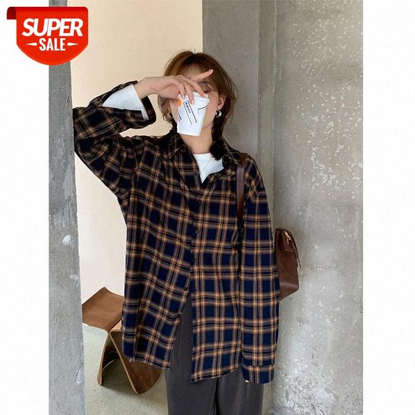 brushed plaid shirt women all-match outer wear retro thick casual long-sleeved jacket tide #k220, White
brushed plaid shirt women all-match outer wear retro thick casual long-sleeved jacket tide #k220, White
