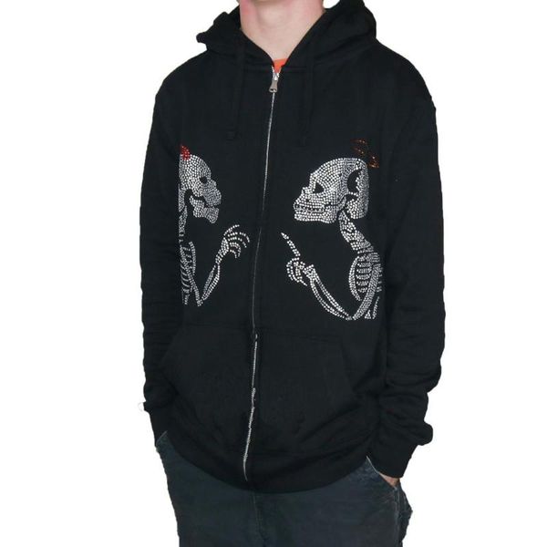 women's hoodies & sweatshirts 2021 autumn hoodie street dark punk trend casual style skull rhinestone print long sleeve loose kangaroo, Black
women's hoodies & sweatshirts 2021 autumn hoodie street dark punk trend casual style skull rhinestone print long sleeve loose kangaroo, Black
