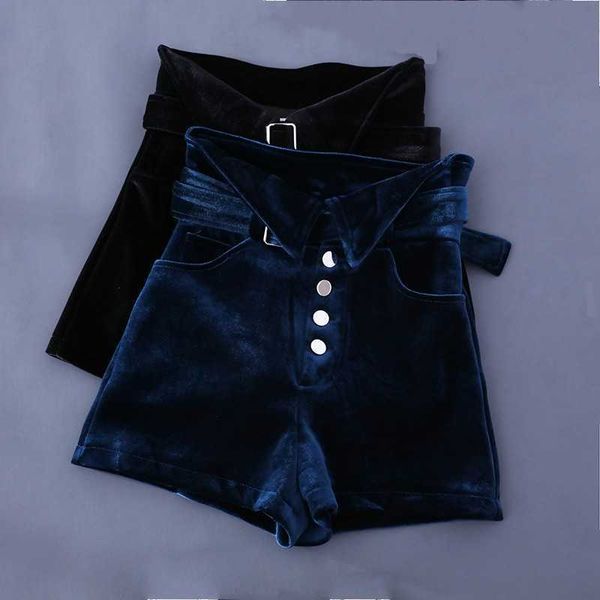 single breasted velvet short outside spring autumn wear high waist slim casual ladies short femme 210601, White;black
single breasted velvet short outside spring autumn wear high waist slim casual ladies short femme 210601, White;black