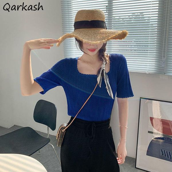 women's t-shirt short sleeve t-shirts women knitted square collar solid leisure skinny tees all-match harajuku slim fashion cropped su, White
women's t-shirt short sleeve t-shirts women knitted square collar solid leisure skinny tees all-match harajuku slim fashion cropped su, White