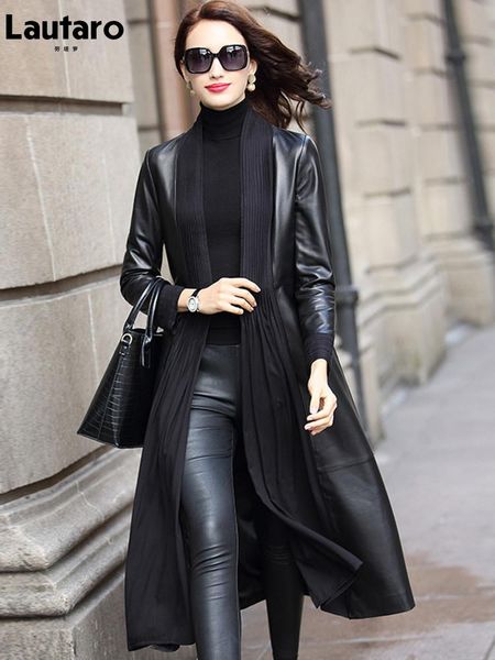 women's leather & faux lautaro autumn long black elegant patchwork coat sleeve deep v neck designer clothes women luxury 2021
women's leather & faux lautaro autumn long black elegant patchwork coat sleeve deep v neck designer clothes women luxury 2021