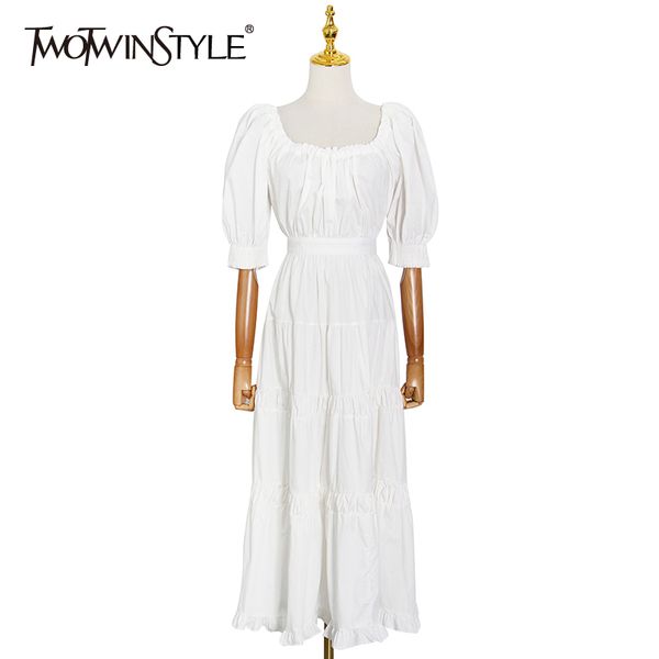 white elegant midi dress for women o neck puff short sleeve high waist ruched slim dresses female summer style 210428, Black;gray
white elegant midi dress for women o neck puff short sleeve high waist ruched slim dresses female summer style 210428, Black;gray