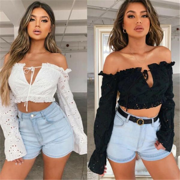 women's blouses & shirts womens solid color v neck shirt off should blouse pullover ladies casual lace plus size, White
women's blouses & shirts womens solid color v neck shirt off should blouse pullover ladies casual lace plus size, White