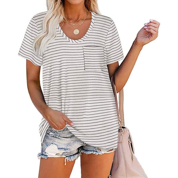 women's t-shirt summer strip woman tshirt short sleeve tee fashion casual o-neck graphic t shirts, White
women's t-shirt summer strip woman tshirt short sleeve tee fashion casual o-neck graphic t shirts, White