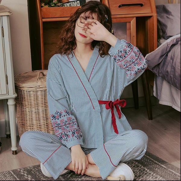 japanese style pajamas stripe cotton womens sleepwears cute girls loose pyjama femme home wear large size kimono pijama, Black;red
japanese style pajamas stripe cotton womens sleepwears cute girls loose pyjama femme home wear large size kimono pijama, Black;red