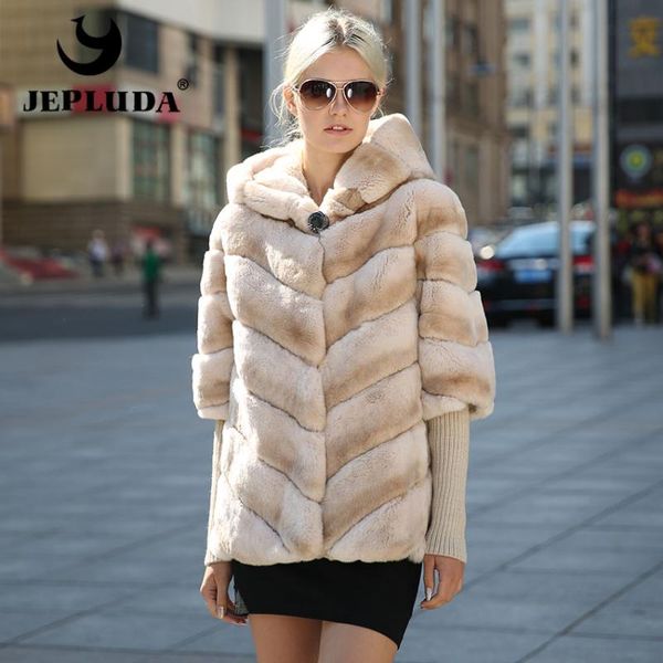 women's fur & faux jepluda women natural real rex coat removable sleeves with hood fashion jacket, Black
women's fur & faux jepluda women natural real rex coat removable sleeves with hood fashion jacket, Black