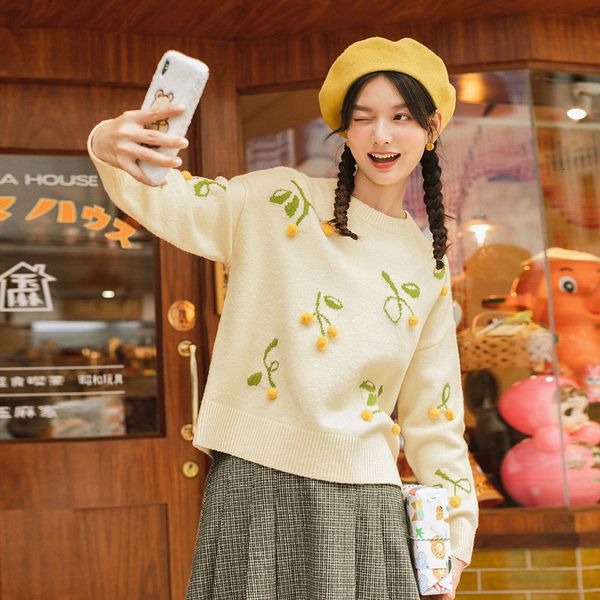 sweater winter cube cherry small wool fluff pullover female orange apricot lively lovely women's sweater tqkr, White;black
sweater winter cube cherry small wool fluff pullover female orange apricot lively lovely women's sweater tqkr, White;black