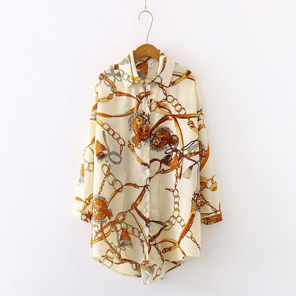women fashion shirts chiffon lapel loose chain printing beach holiday casual long sleeve ladies youth blouses women's &, White
women fashion shirts chiffon lapel loose chain printing beach holiday casual long sleeve ladies youth blouses women's &, White