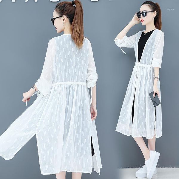 lace cardigan long-sleeved sunscreen clothing holiday beach bikini outside the women's summer thin coat in long section swimwear, White;black
lace cardigan long-sleeved sunscreen clothing holiday beach bikini outside the women's summer thin coat in long section swimwear, White;black