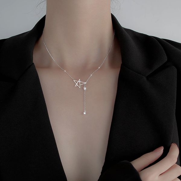 the pentagon star necklace female niche design feeling necklace female new collarbone chain contracted temperament, Silver
the pentagon star necklace female niche design feeling necklace female new collarbone chain contracted temperament, Silver
