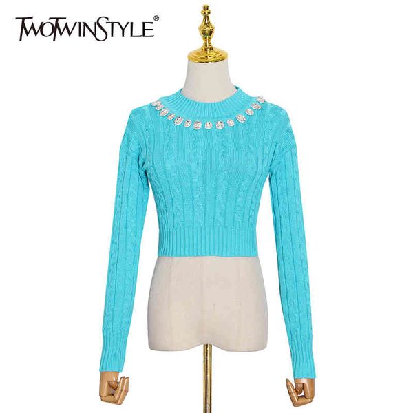 twotwinstyle black patchwork diamond sweater for female o neck long sleeve tunic women's knitted autumn fashion style 210517, White;black
twotwinstyle black patchwork diamond sweater for female o neck long sleeve tunic women's knitted autumn fashion style 210517, White;black