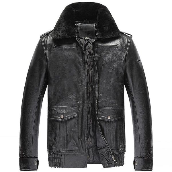 men's leather & faux genuine jacket men cow down cotton autumn winter warm thick flight plus size coat 19-812 mf604, Black
men's leather & faux genuine jacket men cow down cotton autumn winter warm thick flight plus size coat 19-812 mf604, Black