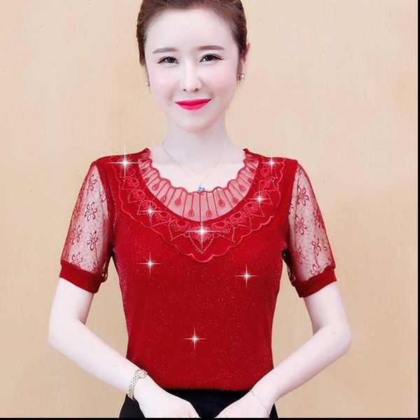 spring summer lace short sleeve womens shirt o neck embroidery solid color loose dd9055, White
spring summer lace short sleeve womens shirt o neck embroidery solid color loose dd9055, White