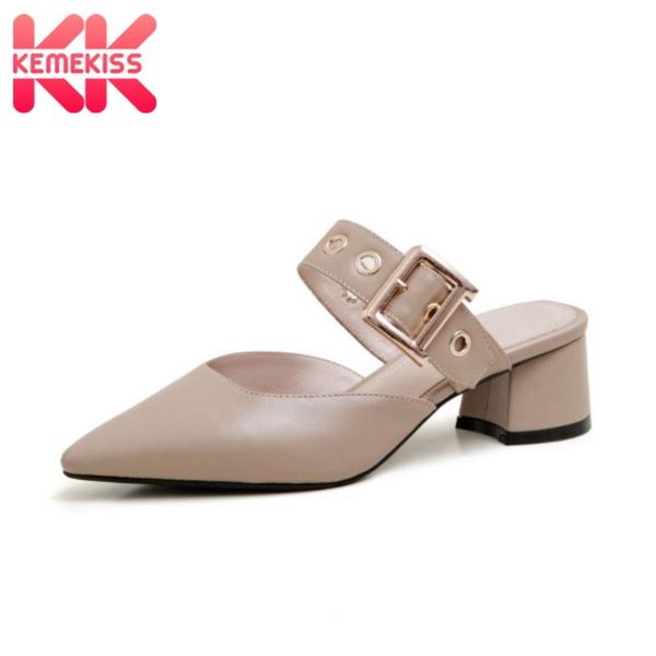 dress shoes kemekiss women sandals stylish pointed toe square heels genuine leather metal buckle footwear size 34-39, Black
dress shoes kemekiss women sandals stylish pointed toe square heels genuine leather metal buckle footwear size 34-39, Black