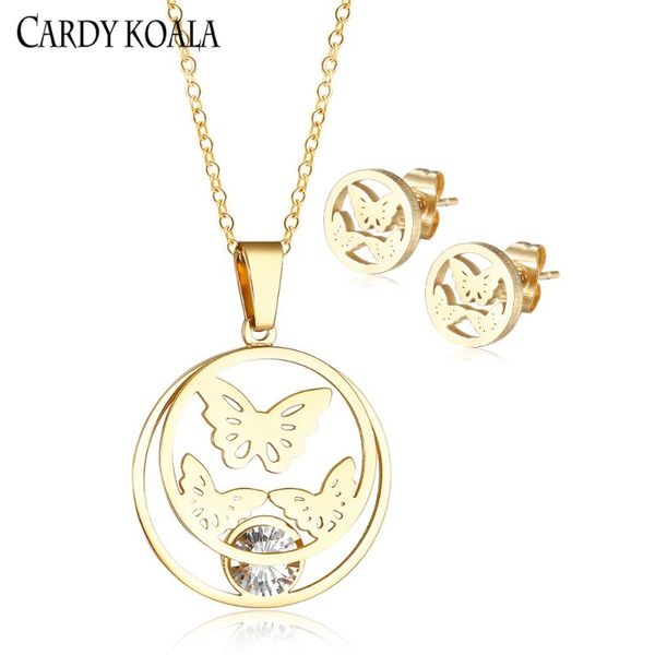 earrings & necklace stainless steel woman and earring set personalized hollow butterfly+crystal vacuum gold-plated jewelry, Silver
earrings & necklace stainless steel woman and earring set personalized hollow butterfly+crystal vacuum gold-plated jewelry, Silver